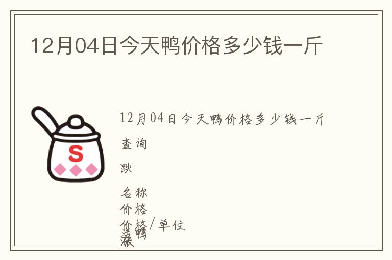 12月04日今天鴨價格多少錢一斤