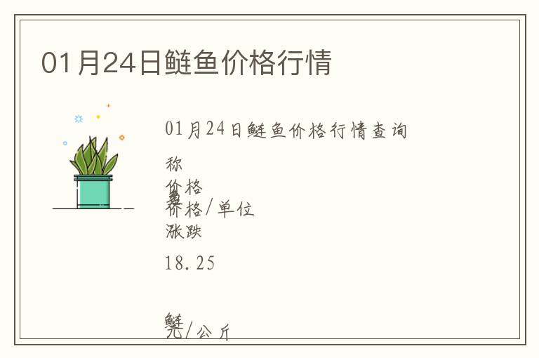 01月24日鰱魚價格行情