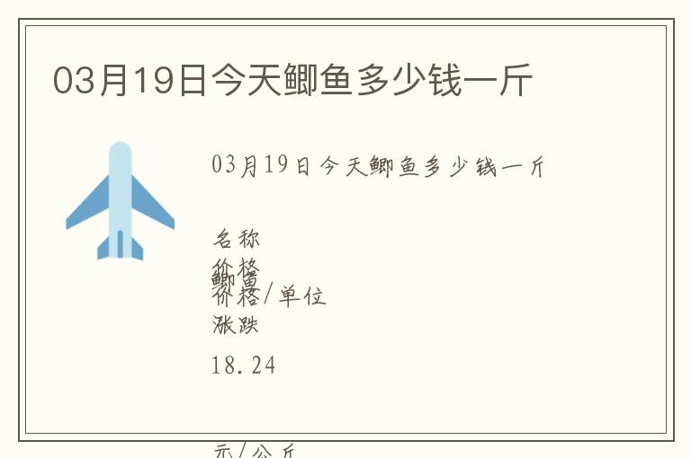 03月19日今天鯽魚多少錢一斤