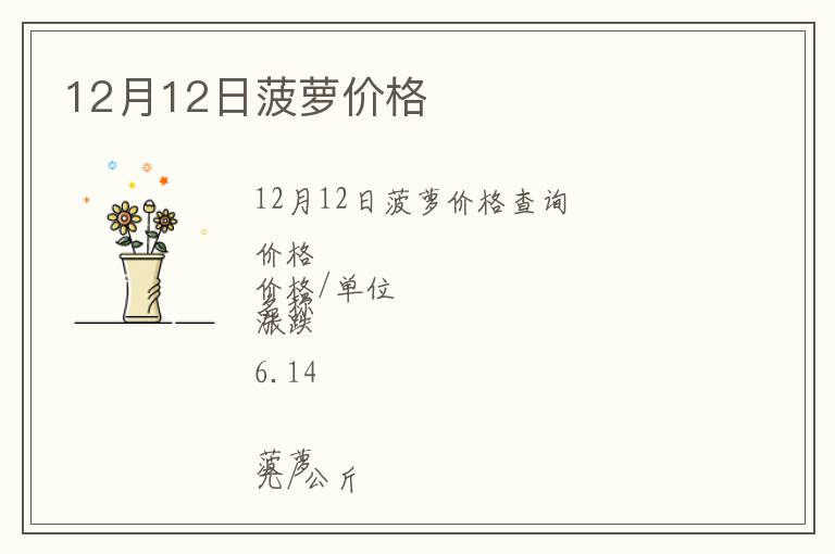 12月12日菠蘿價格