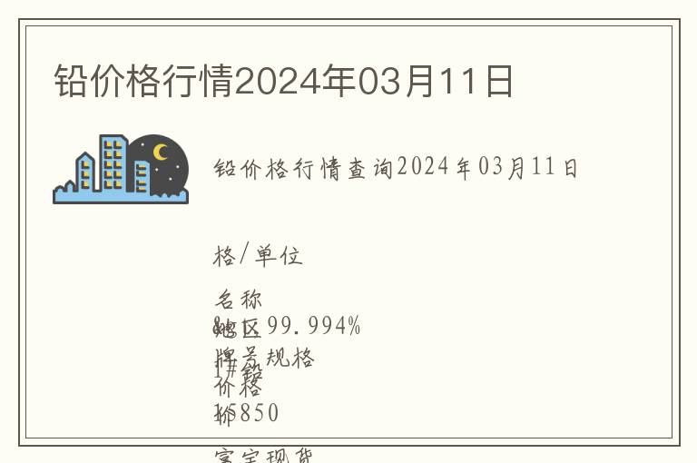 鉛價格行情2024年03月11日