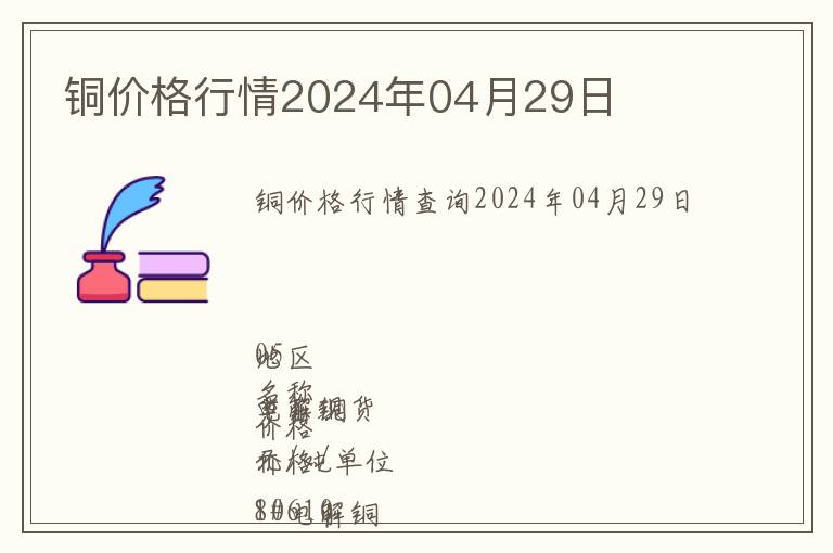 銅價格行情2024年04月29日