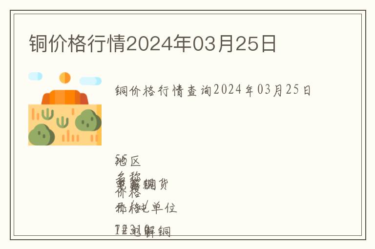 銅價格行情2024年03月25日