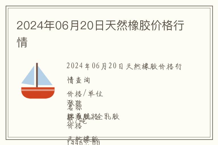 2024年06月20日天然橡膠價格行情