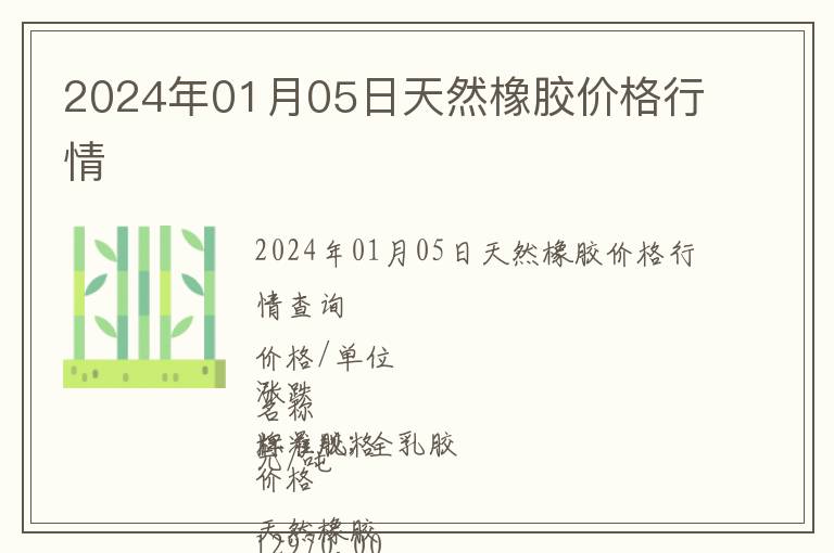 2024年01月05日天然橡膠價格行情