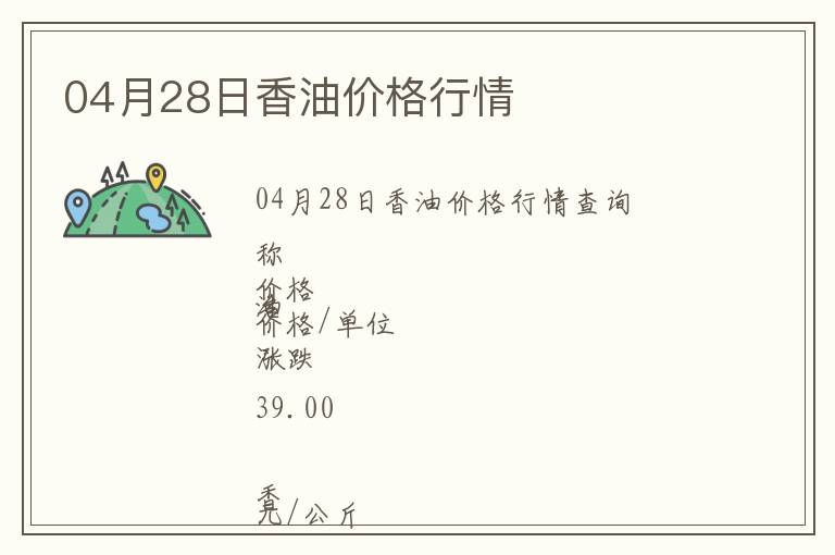 04月28日香油價格行情