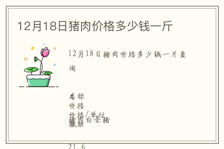 12月18日豬肉價格多少錢一斤