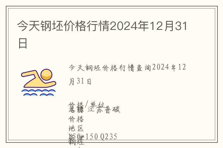 今天鋼坯價格行情2024年12月31日