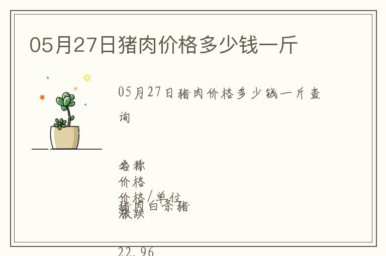 05月27日豬肉價格多少錢一斤