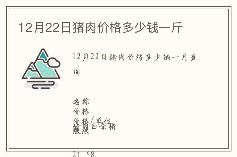 12月22日豬肉價格多少錢一斤