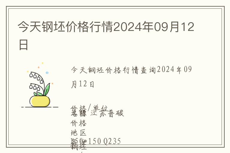 今天鋼坯價格行情2024年09月12日