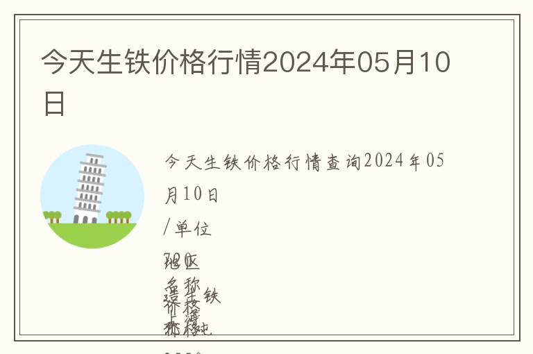 今天生鐵價格行情2024年05月10日