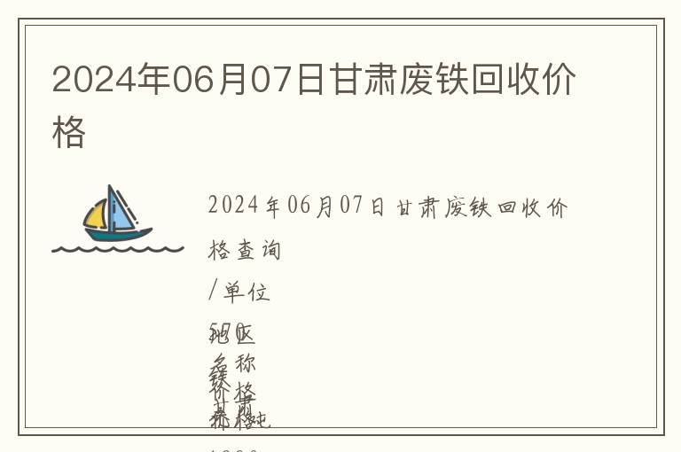 2024年06月07日甘肅廢鐵回收價格