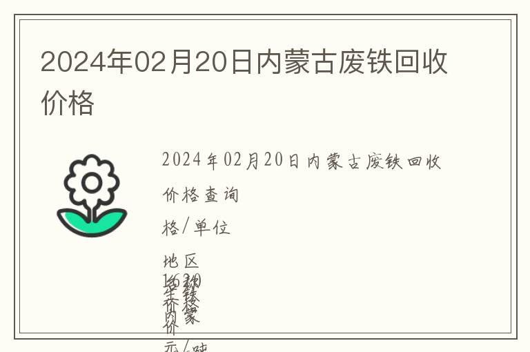 2024年02月20日內蒙古廢鐵回收價格