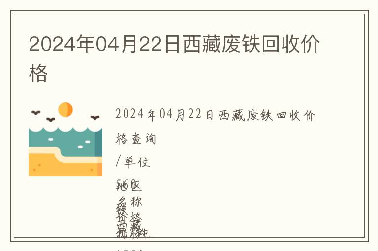 2024年04月22日西藏廢鐵回收價格