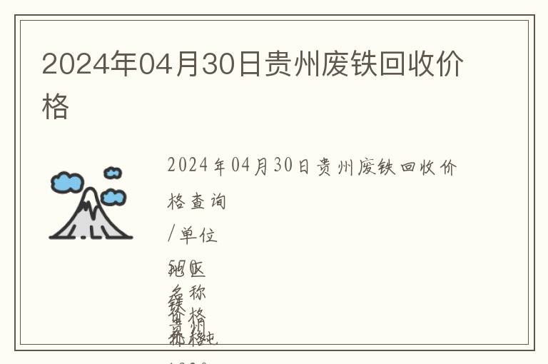 2024年04月30日貴州廢鐵回收價格