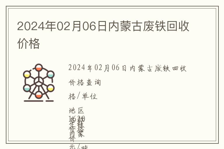 2024年02月06日內蒙古廢鐵回收價格