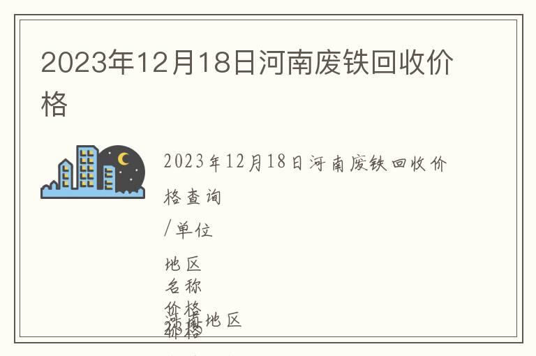 2023年12月18日河南廢鐵回收價格