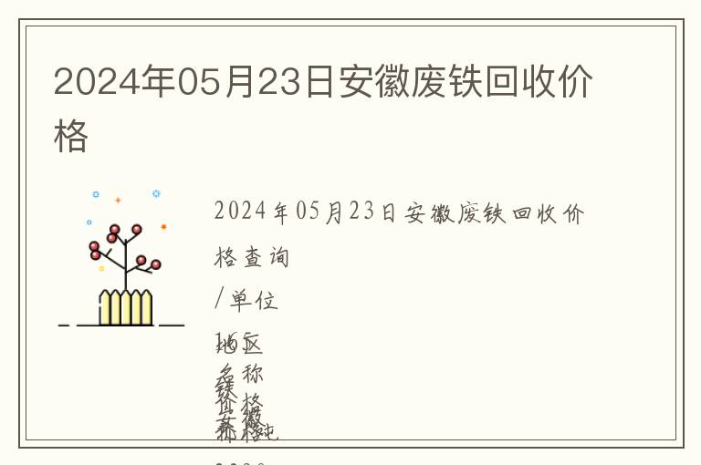 2024年05月23日安徽廢鐵回收價格
