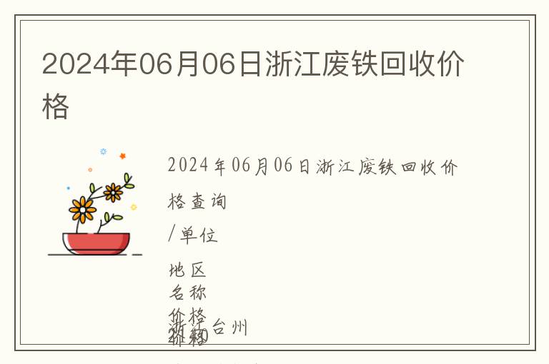 2024年06月06日浙江廢鐵回收價格