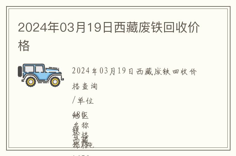 2024年03月19日西藏廢鐵回收價格