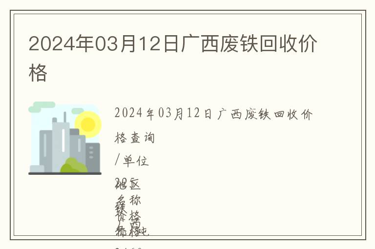 2024年03月12日廣西廢鐵回收價格