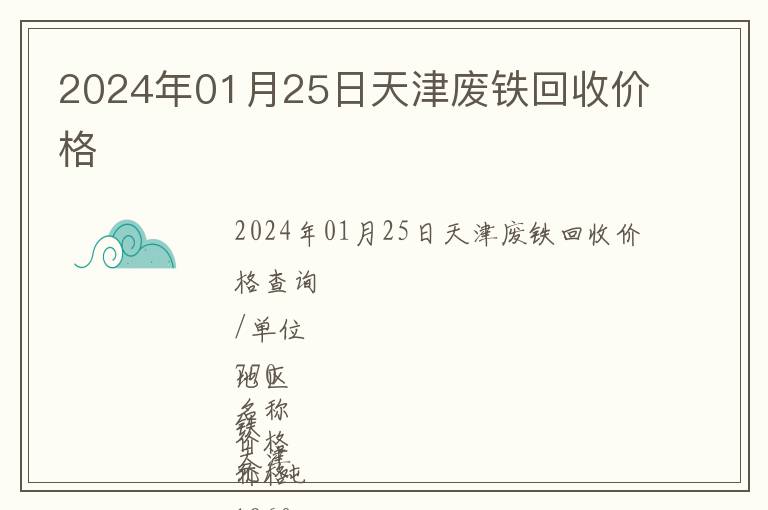 2024年01月25日天津廢鐵回收價格
