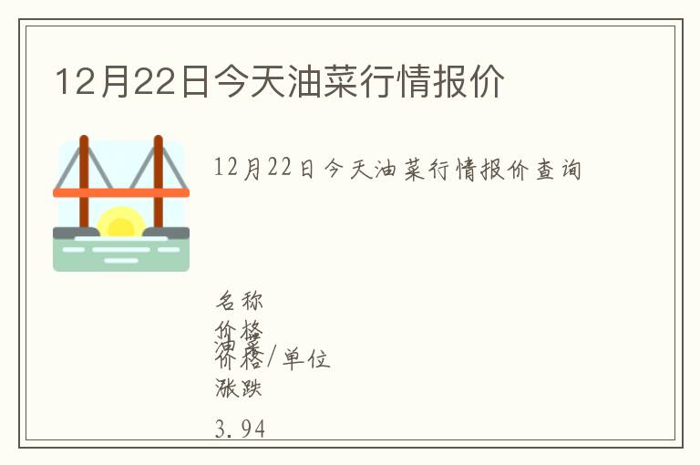12月22日今天油菜行情報價