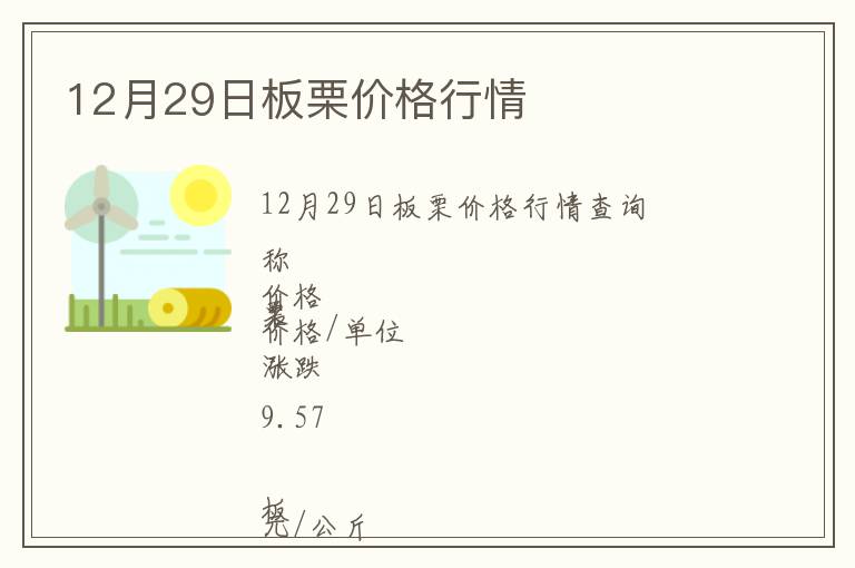 12月29日板栗價格行情