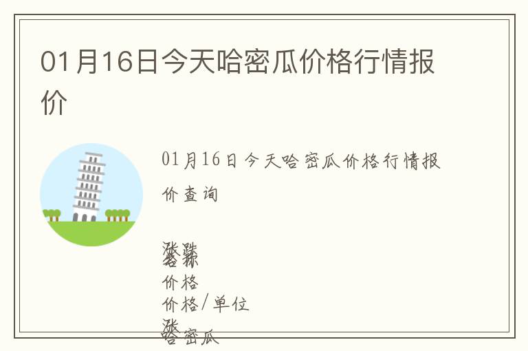 01月16日今天哈密瓜價格行情報價