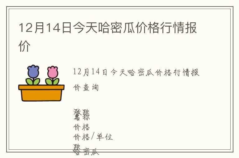 12月14日今天哈密瓜價格行情報價