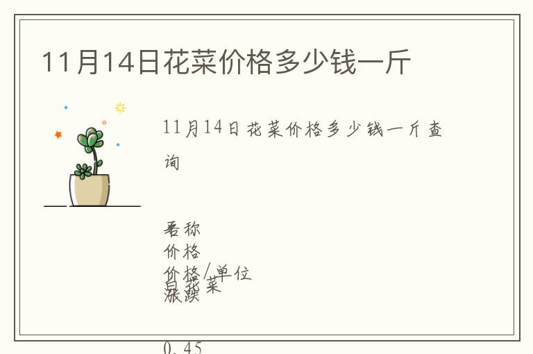 11月14日花菜價格多少錢一斤