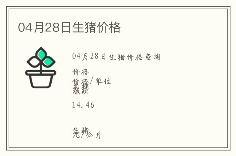04月28日生豬價格
