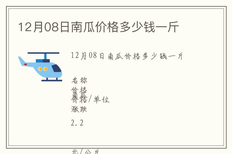 12月08日南瓜價格多少錢一斤