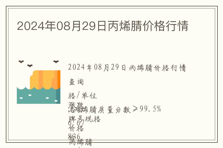 2024年08月29日丙烯腈價格行情