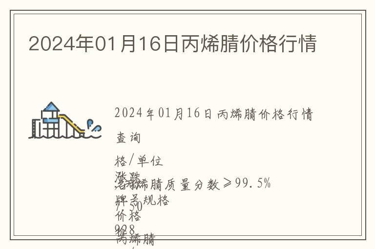 2024年01月16日丙烯腈價格行情