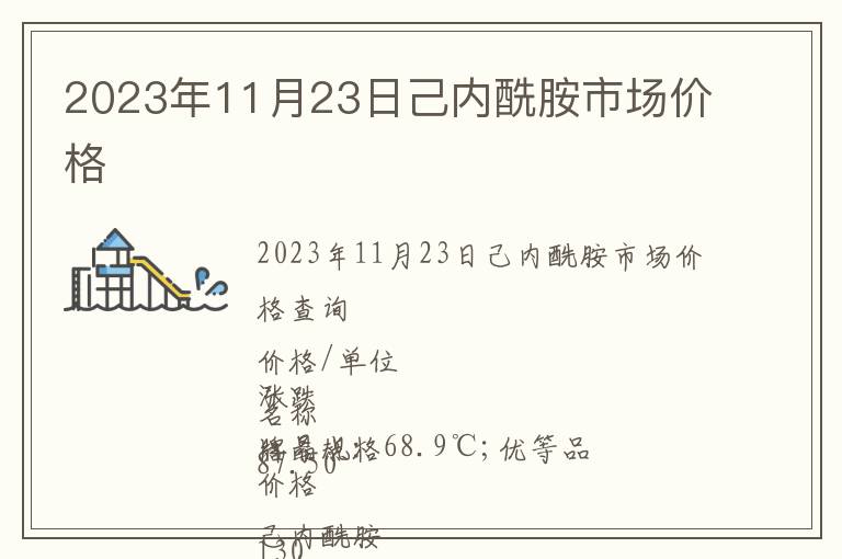 2023年11月23日己內酰胺市場價格