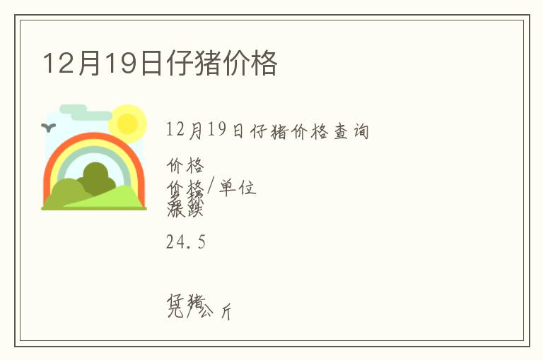 12月19日仔豬價格