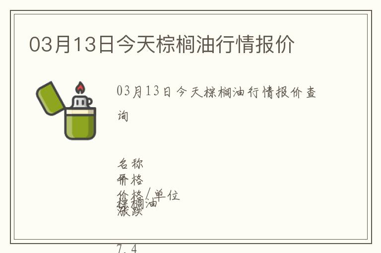 03月13日今天棕櫚油行情報價