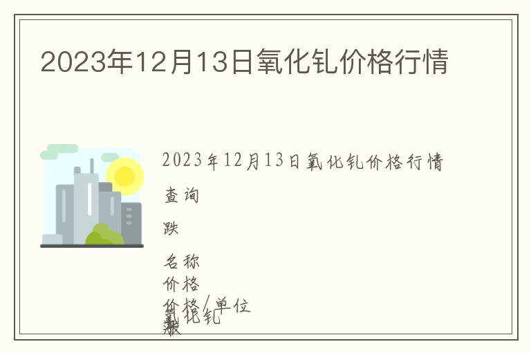 2023年12月13日氧化釓價格行情
