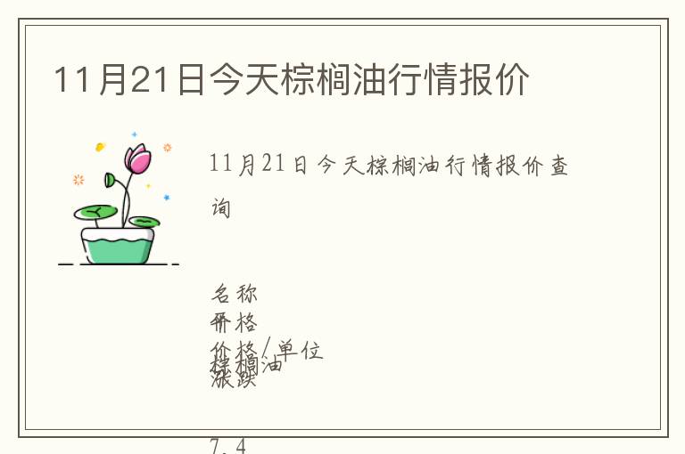 11月21日今天棕櫚油行情報價