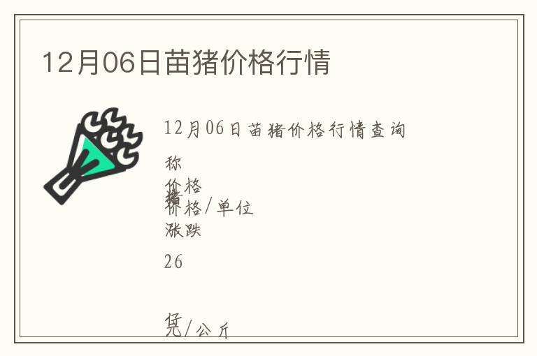 12月06日苗豬價格行情