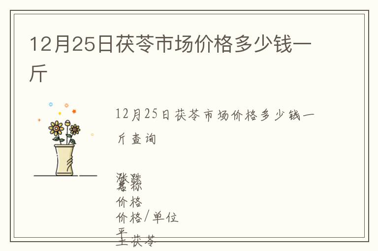12月25日茯苓市場價格多少錢一斤