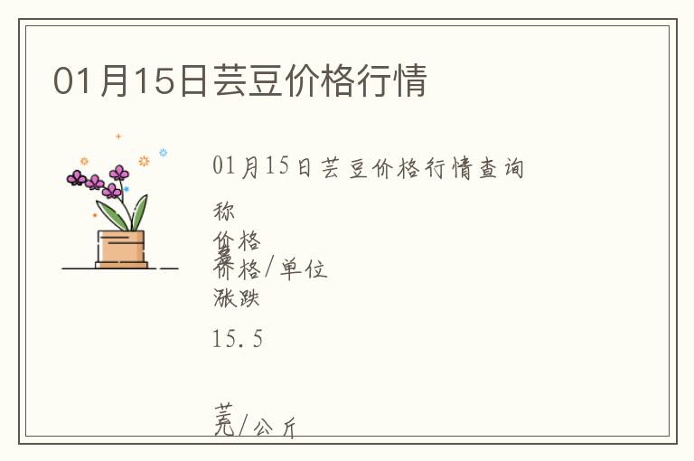 01月15日蕓豆價格行情