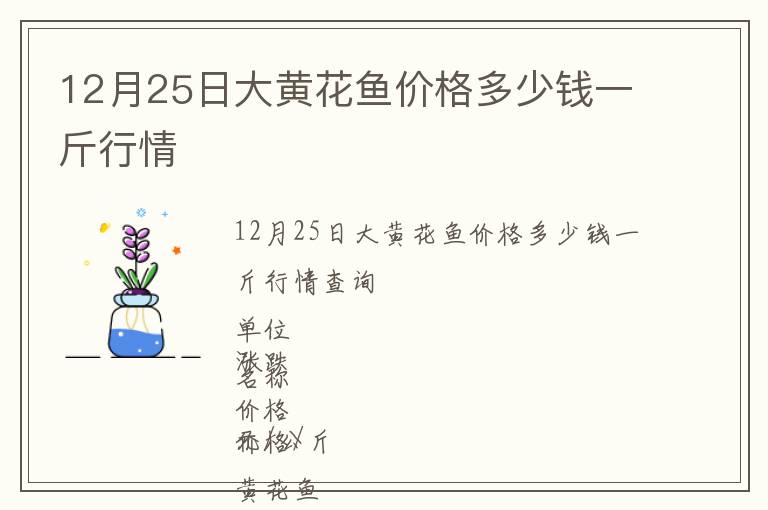 12月25日大黃花魚價格多少錢一斤行情
