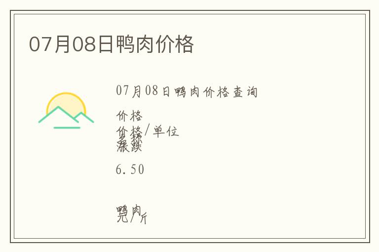 07月08日鴨肉價格
