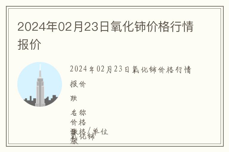 2024年02月23日氧化鈰價格行情報價