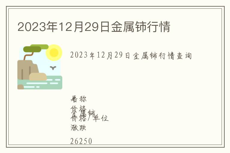 2023年12月29日金屬鈰行情