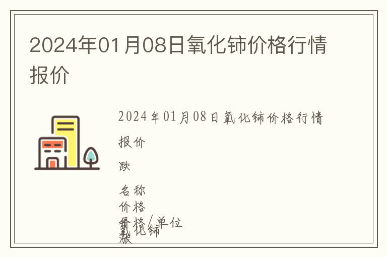 2024年01月08日氧化鈰價格行情報價