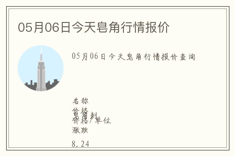 05月06日今天皂角行情報價